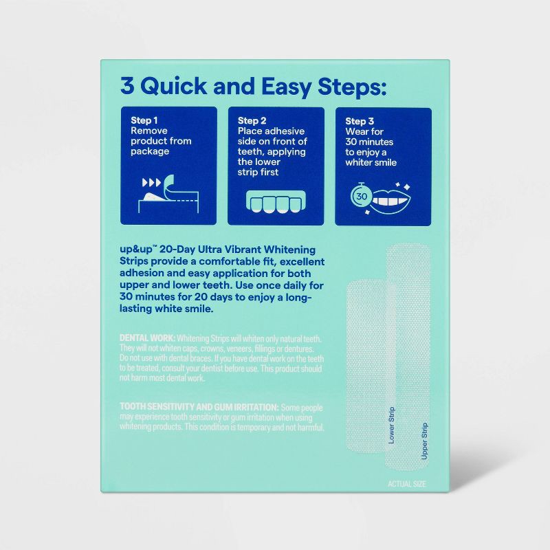 slide 3 of 3, 20-Day Ultra Vibrant Whitening Strips - up&up™, 1 ct