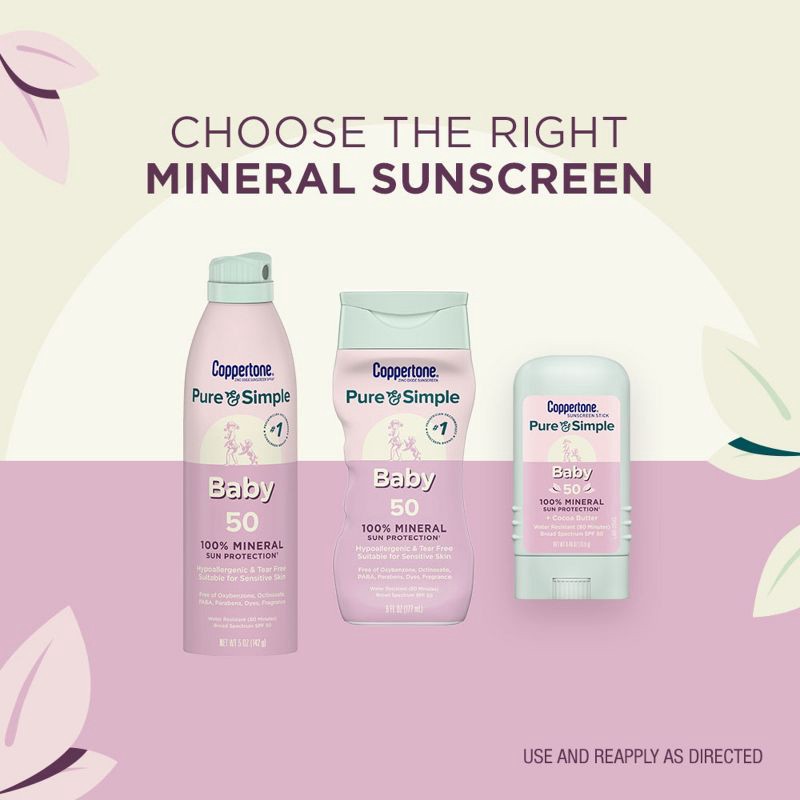 slide 7 of 11, Coppertone Pure & Simple Baby Mineral Sunscreen - SPF 50 - 6 fl oz, 0 x 6 fl oz