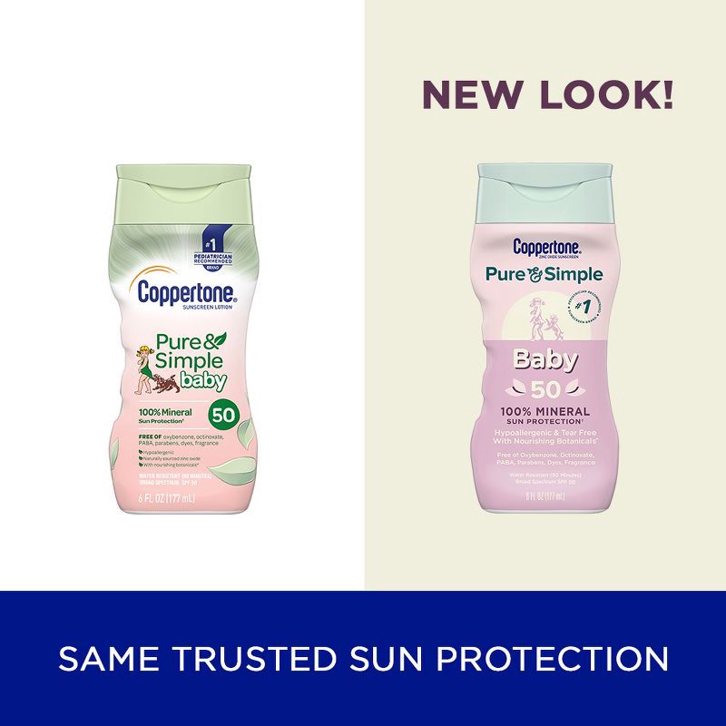 slide 10 of 11, Coppertone Pure & Simple Baby Mineral Sunscreen - SPF 50 - 6 fl oz, 0 x 6 fl oz