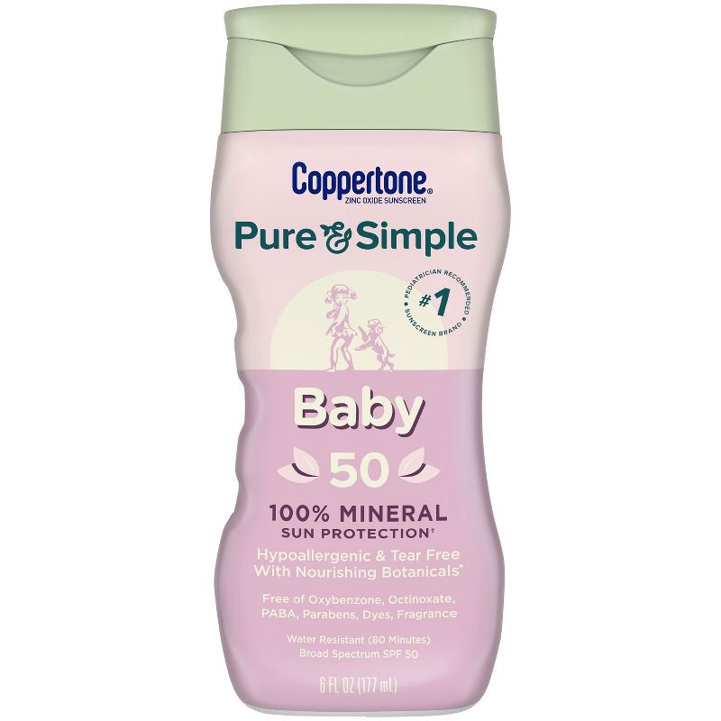 slide 1 of 11, Coppertone Pure & Simple Baby Mineral Sunscreen - SPF 50 - 6 fl oz, 0 x 6 fl oz