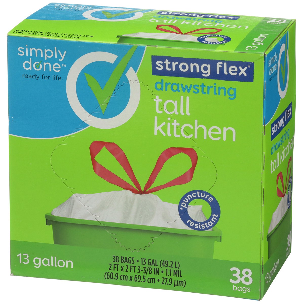 slide 7 of 10, Simply Done Strong Flex Drawstring Tall Kitchen Bags, 13 gal