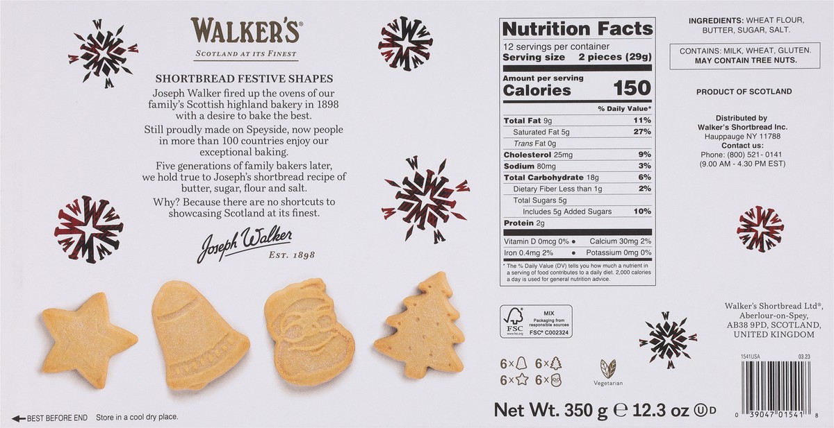 slide 10 of 13, Walkers Shortbread Festive Shapes Pure Butter Cookies, 12.3 oz