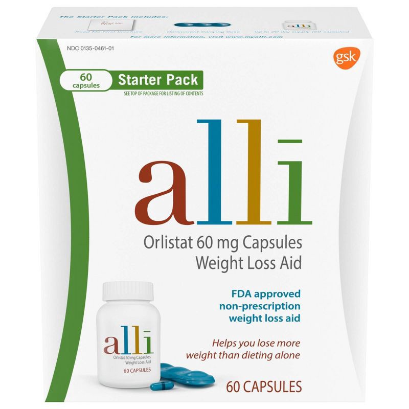 slide 9 of 9, ALLI Orlistat 60mg Weight Loss Aid Starter Kit Capsules - 60ct, 60mg, 60 ct
