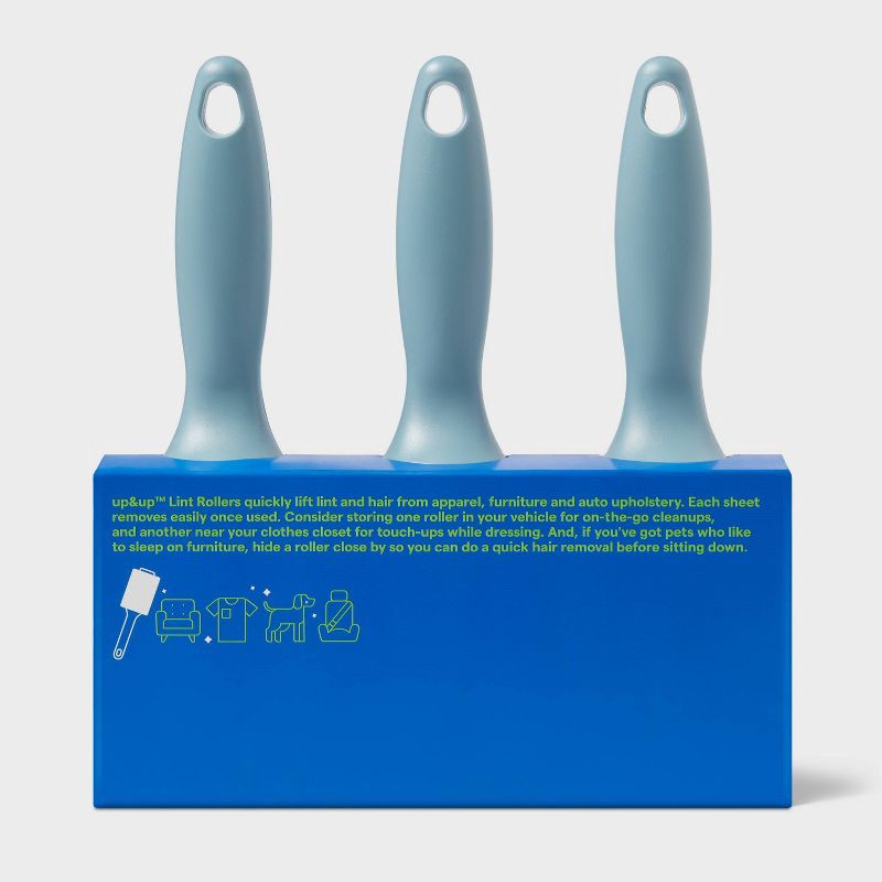slide 3 of 3, Lint Roller Triple Pack 120 Sheets - up&up™, 1 ct