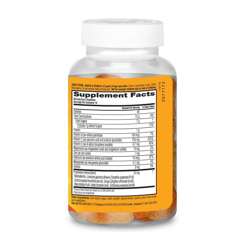 slide 2 of 7, Airborne Immune Support Gummies with Vitamin C & Zinc - Orange - 42ct, 42 ct