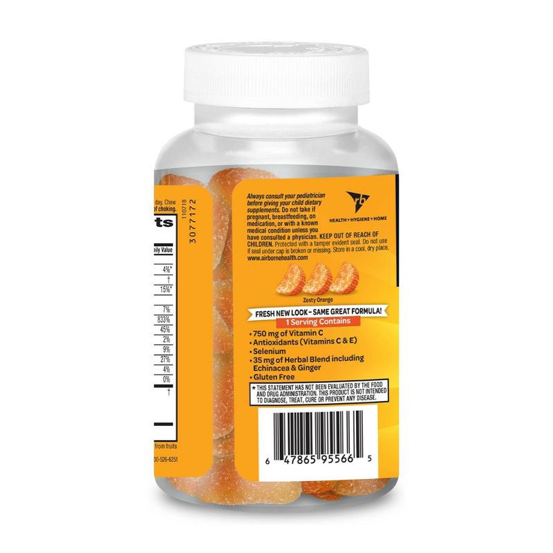 slide 3 of 7, Airborne Immune Support Gummies with Vitamin C & Zinc - Orange - 42ct, 42 ct