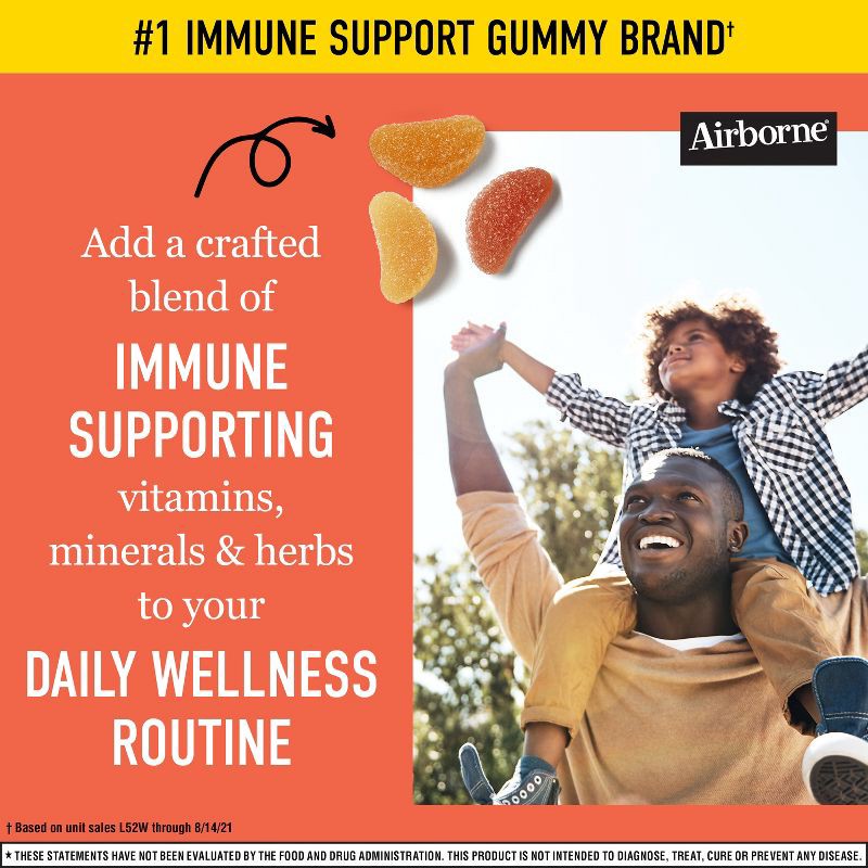 slide 5 of 9, Airborne Immune Support Gummies with Vitamin C & Zinc - Orange - 42ct, 42 ct