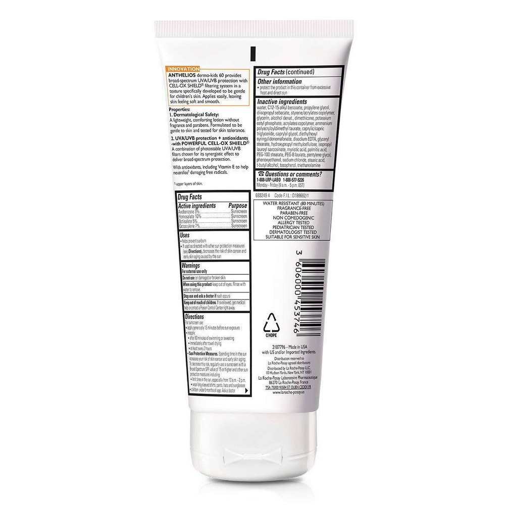 slide 2 of 5, La Roche Posay La Roche-Posay Anthelios Kids Gentle Sunscreen Lotion for Face and Body- SPF, 60 x 6.7 oz