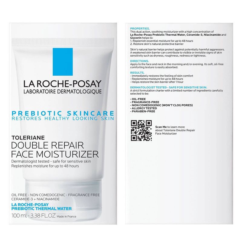 slide 8 of 9, La Roche Posay Toleriane Double Repair Face Moisturizer with Ceramide and Niacinamide - 3.38 fl oz, 3.38 fl oz