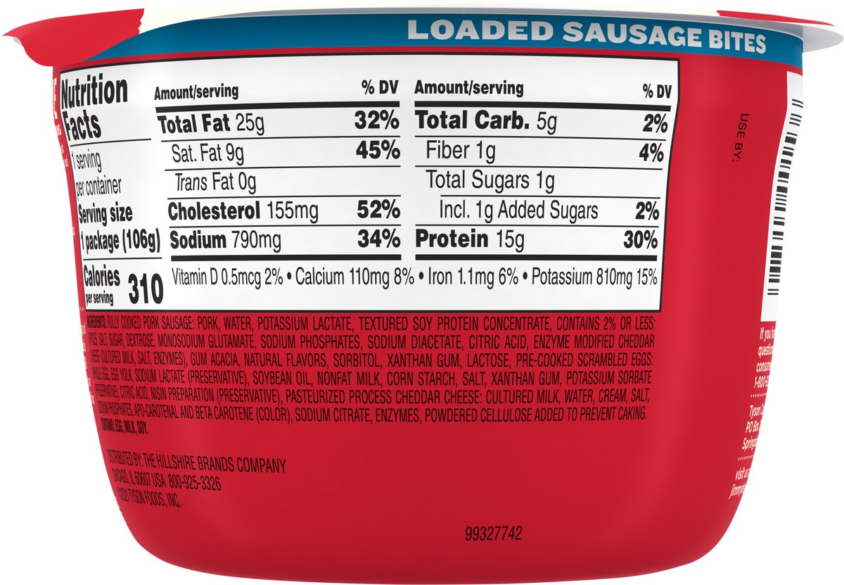 slide 7 of 8, Jimmy Dean Loaded Sausage Bites Sausage Egg and Cheese, single serve, 106.31 g