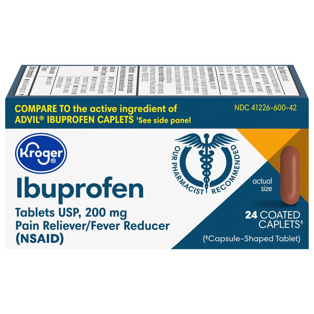 slide 3 of 3, Kroger Ibuprofen Coated Caplets 200Mg, 24 ct