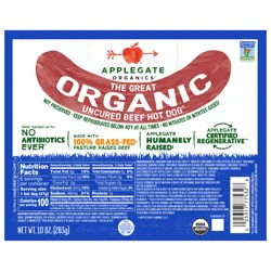 Applegate Great Organic Beef Hot Dog Uncured
