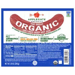 Applegate Great Organic Beef Hot Dog Uncured