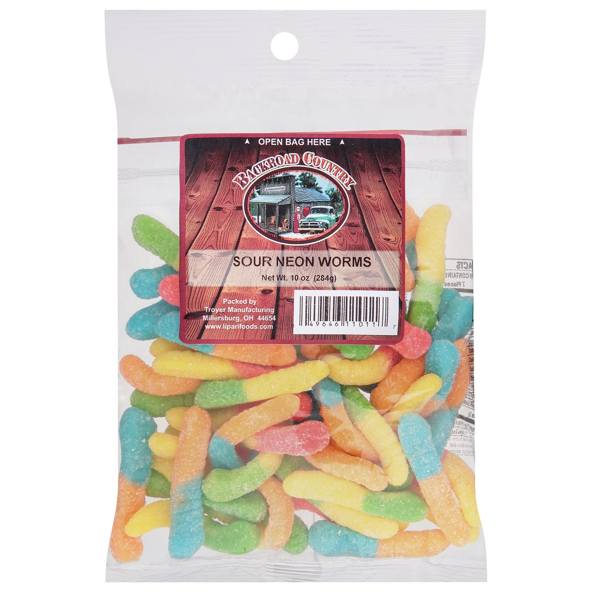 slide 1 of 12, Backroad Country Sour Neon Worms - 10 oz, 10 oz