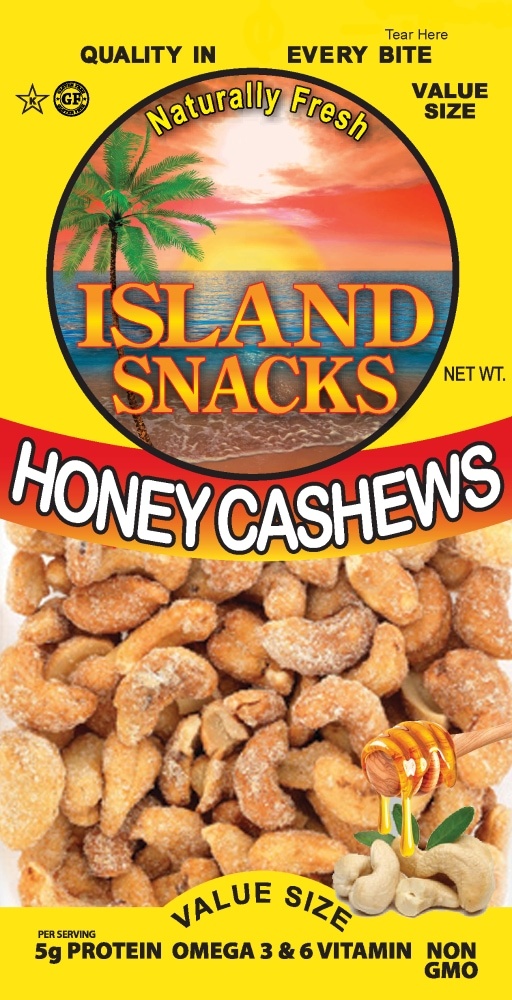 slide 1 of 1, Island Snacks Honey Cashews, 2.25 oz