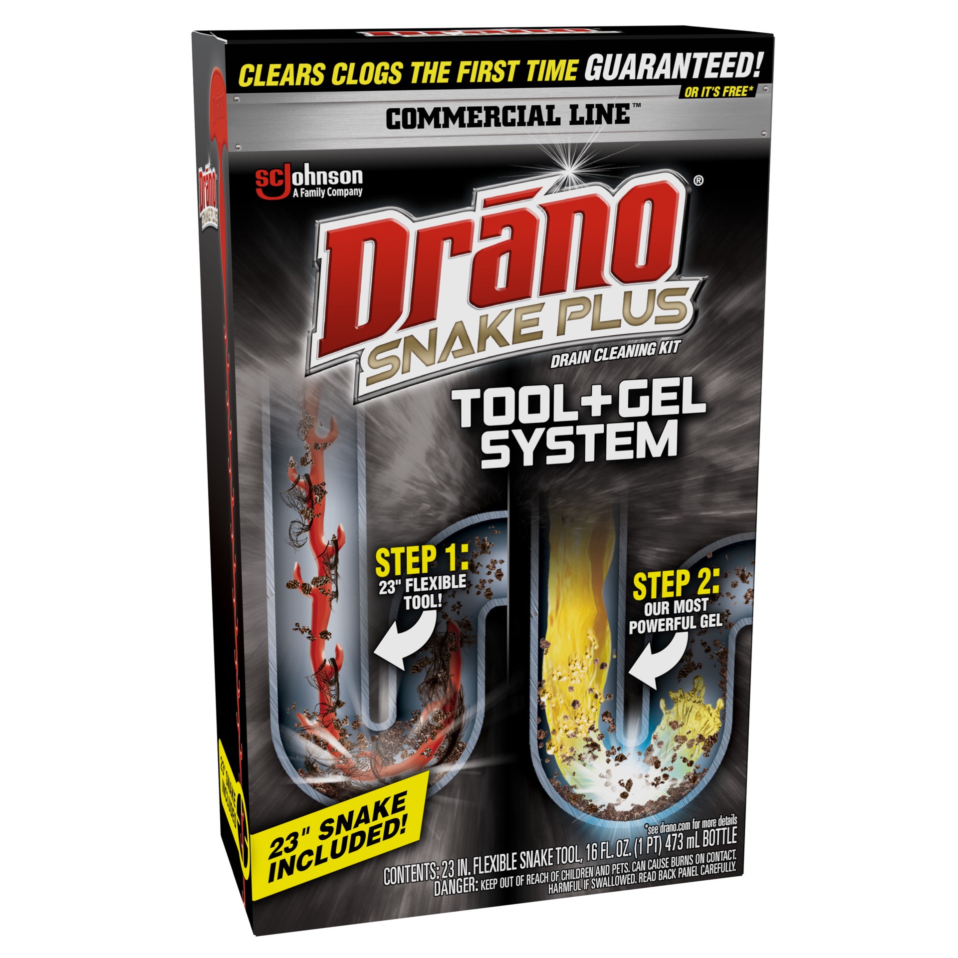 slide 2 of 4, Drano Snake Plus Tool + Gel System, Commercial Line, 16 oz, 16 fl oz