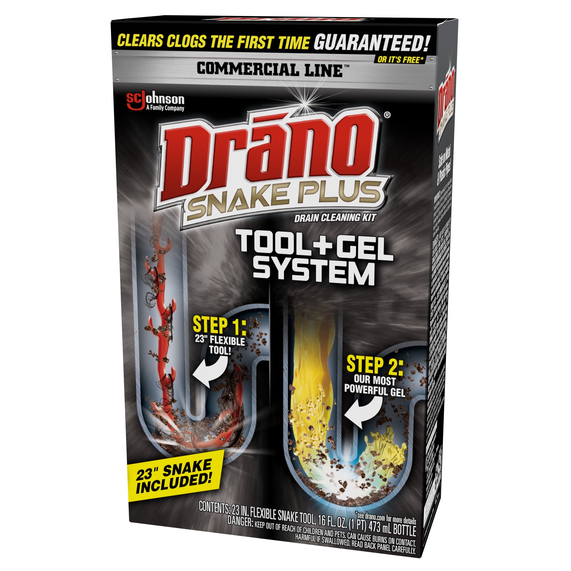 slide 4 of 4, Drano Snake Plus Tool + Gel System, Commercial Line, 16 oz, 16 fl oz