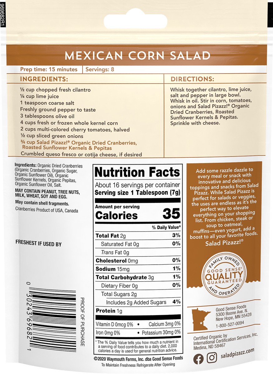 slide 7 of 7, Salad Pizazz! Organic Dried Cranberries, Roasted Sunflower Kernels & Pepitas Salad Topper 4 oz, 4 oz