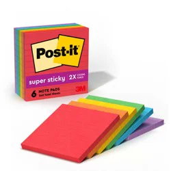 Post-it Super Sticky Note Pads, 4" x 4", Electric Glow Colors