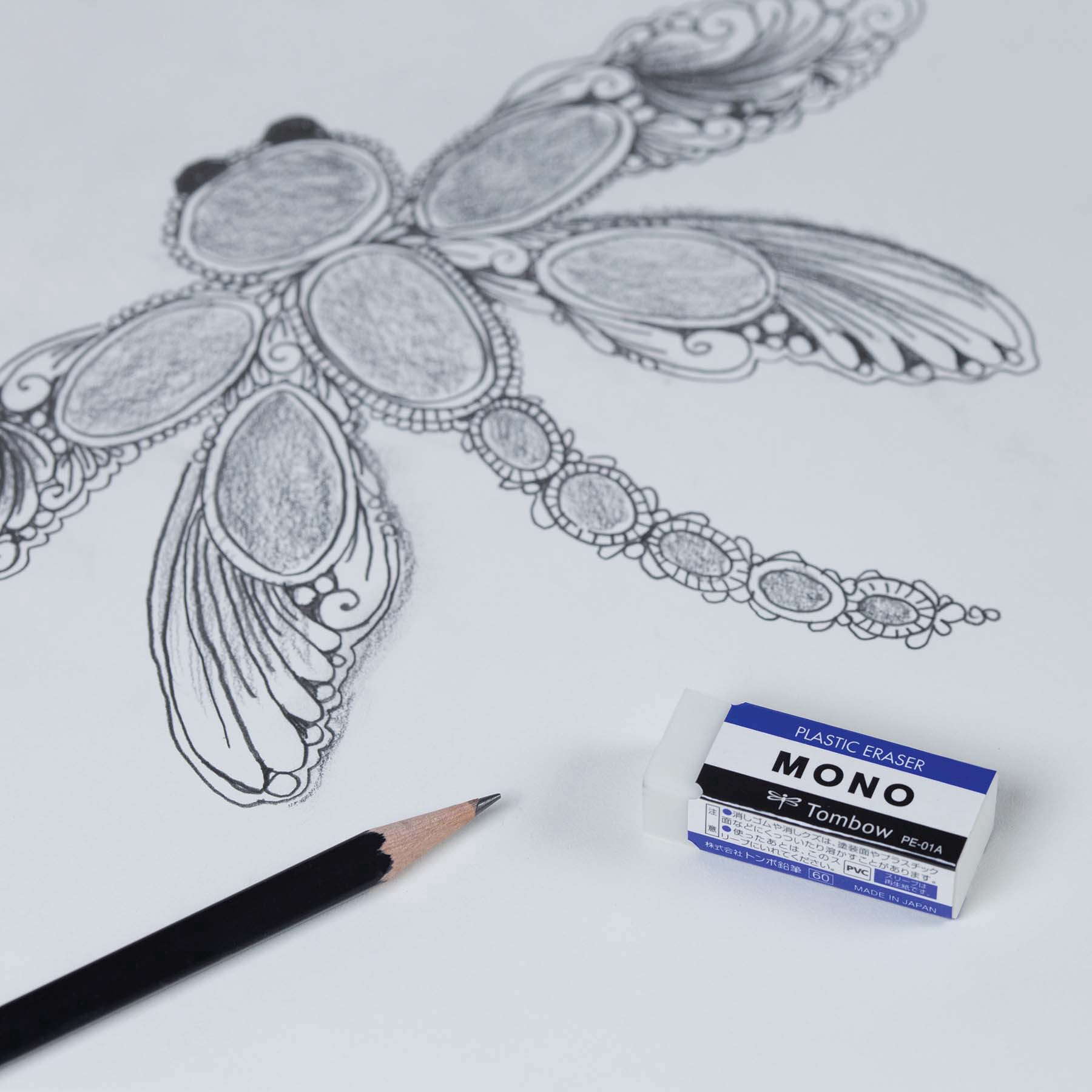 slide 8 of 8, Tombow Mono Medium White Erasers, 3ct., 3 ct