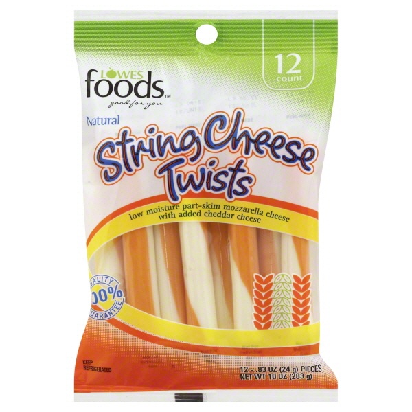 slide 1 of 1, Lowes Foods String Cheese Mozzarella And Cheddar, 10 oz