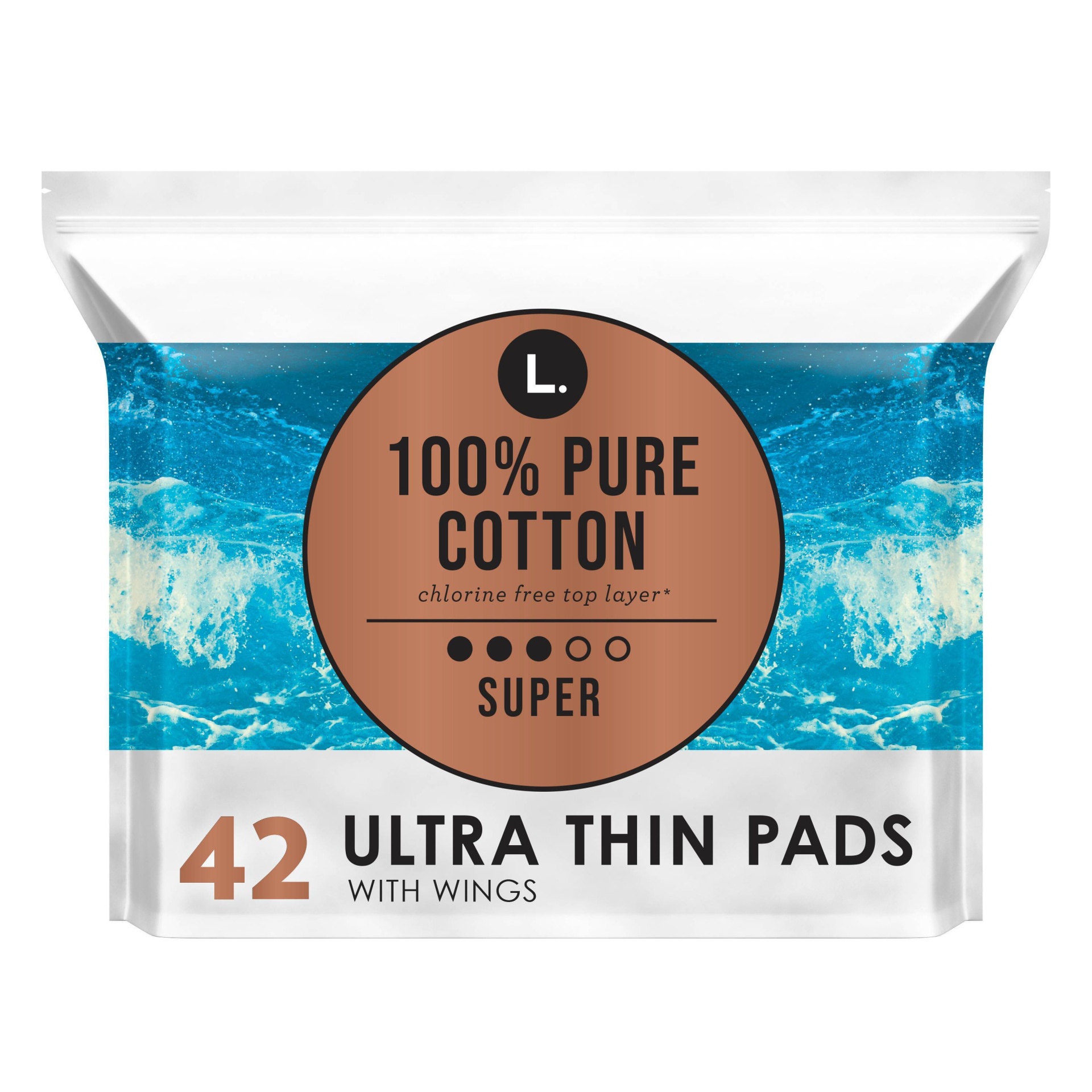slide 1 of 7, L . Organic Cotton Topsheet Ultra Thin Super Absorbency Pads - 42ct, 42 ct