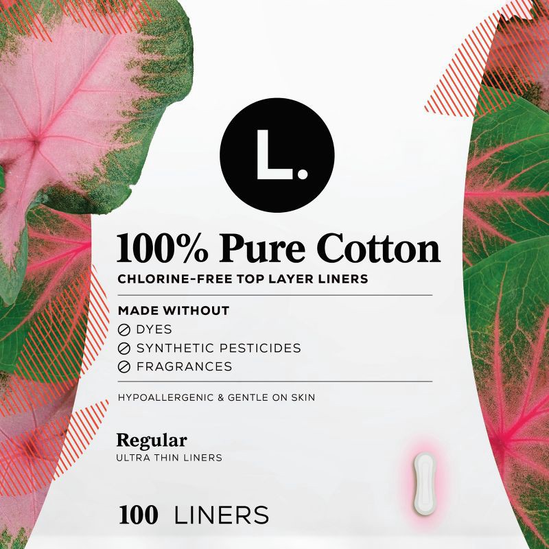 slide 4 of 8, L . Cotton Topsheet Ultra Thin Panty Liners - 100ct, 100 ct