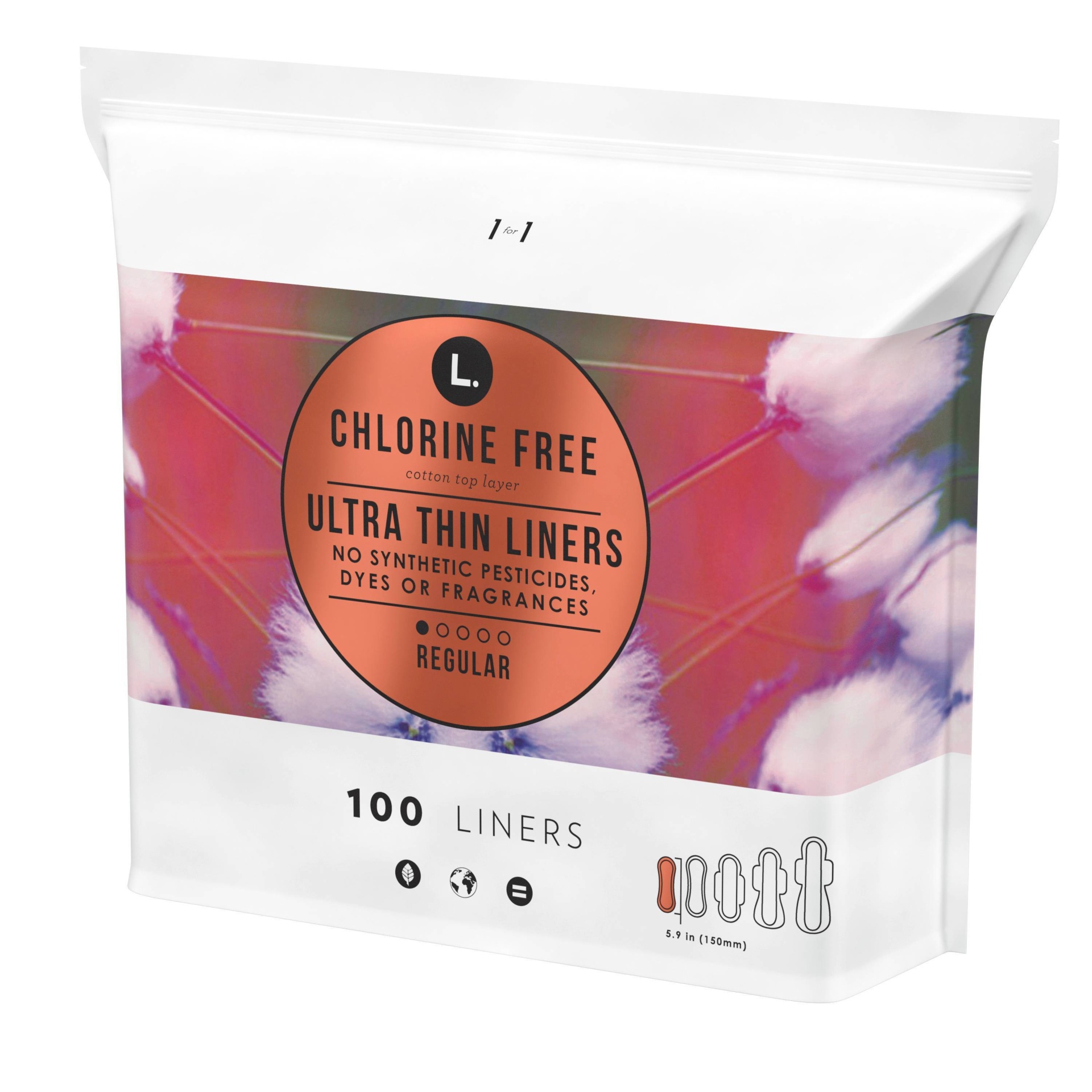 slide 1 of 7, L . Organic Cotton Topsheet Ultra Thin Panty Liners - 100ct, 100 ct
