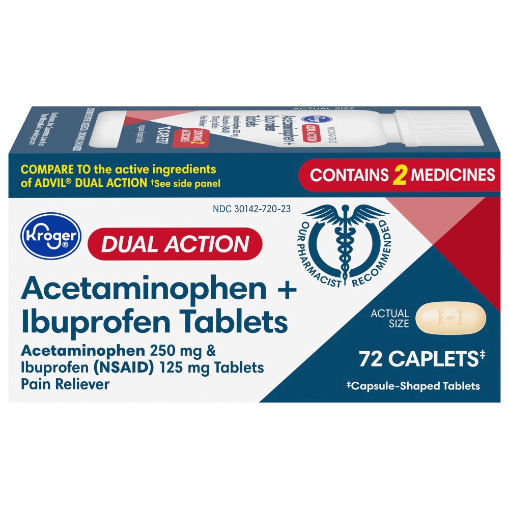 slide 2 of 2, Kroger Dual Action Acetaminophen And Ibuprofen Caplets, 72 ct