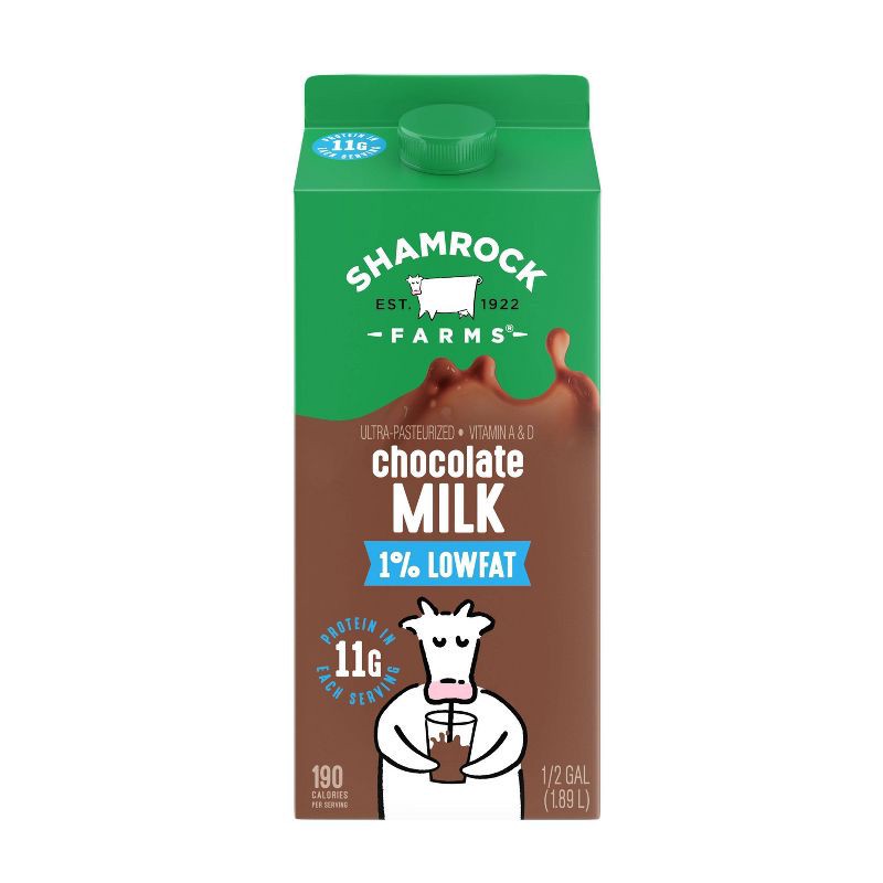 slide 3 of 3, Shamrock Farms 1% Chocolate Milk - 0.5gal, 1/2 gal