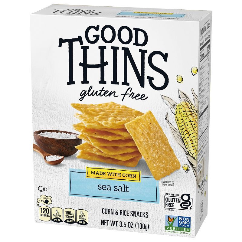slide 15 of 15, Good Thins Sea Salt Corn Snacks Gluten Free Crackers - 3.5oz, 3.5 oz