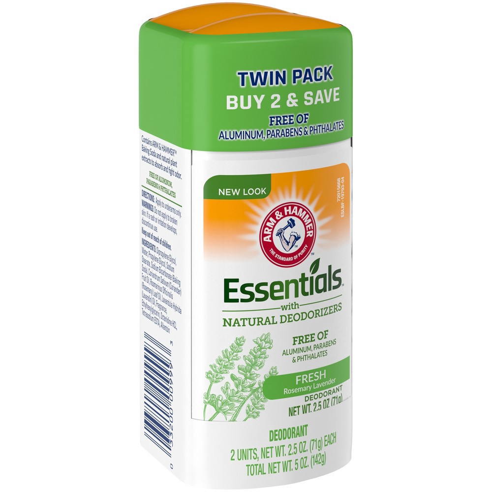 slide 3 of 9, Arm & Hammer Essentials Solid Deodorant Fresh Wide Stick Twin Pack - 2.5oz/2pk, 2 ct; 2.5 oz