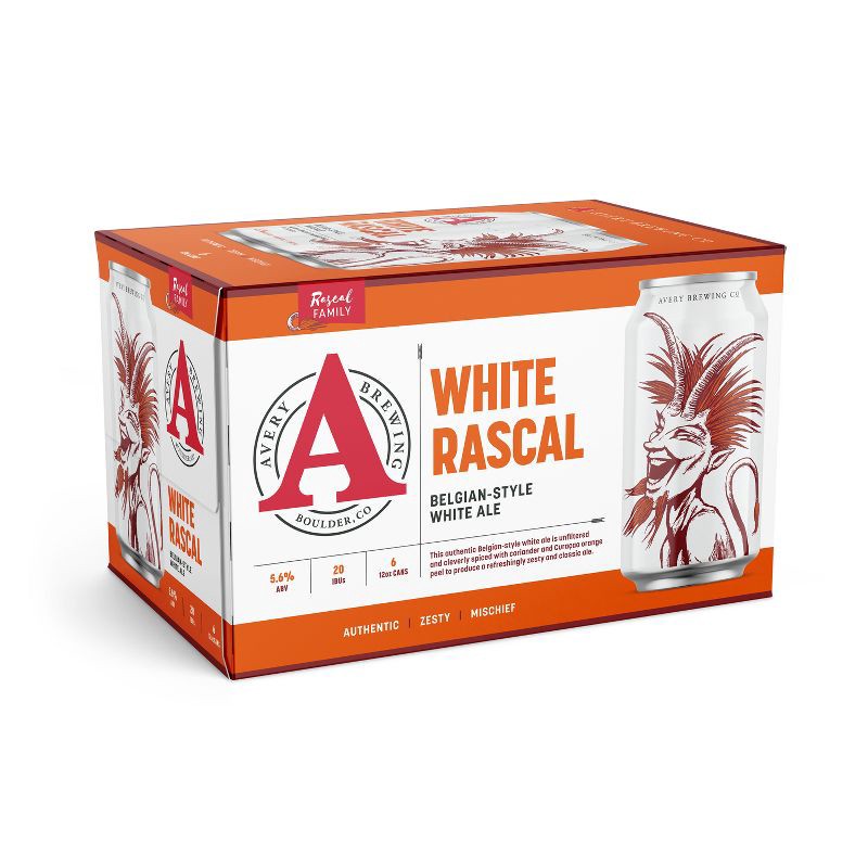 slide 1 of 10, Avery Brewing Co. Avery White Rascal White Ale Beer - 6pk/12 fl oz Cans, 6 ct; 12 fl oz