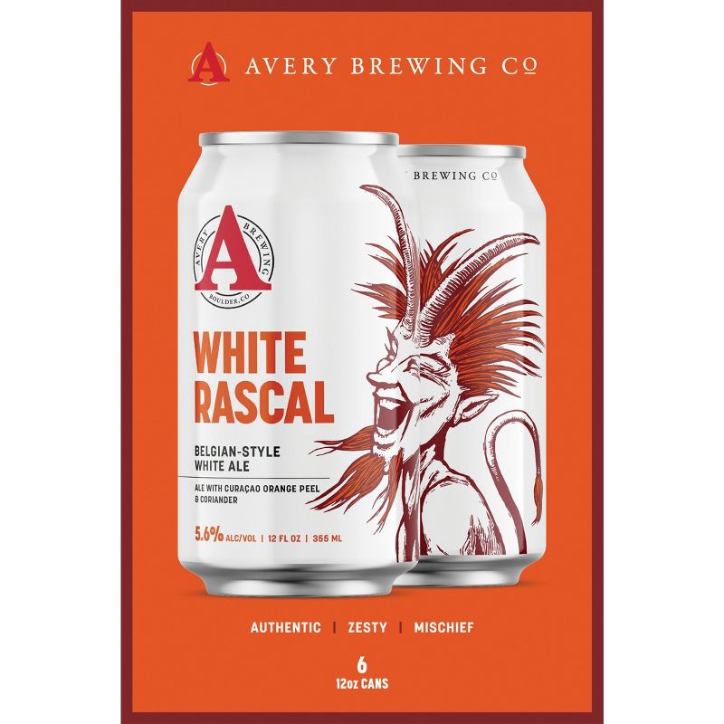 slide 6 of 10, Avery Brewing Co. Avery White Rascal White Ale Beer - 6pk/12 fl oz Cans, 6 ct; 12 fl oz