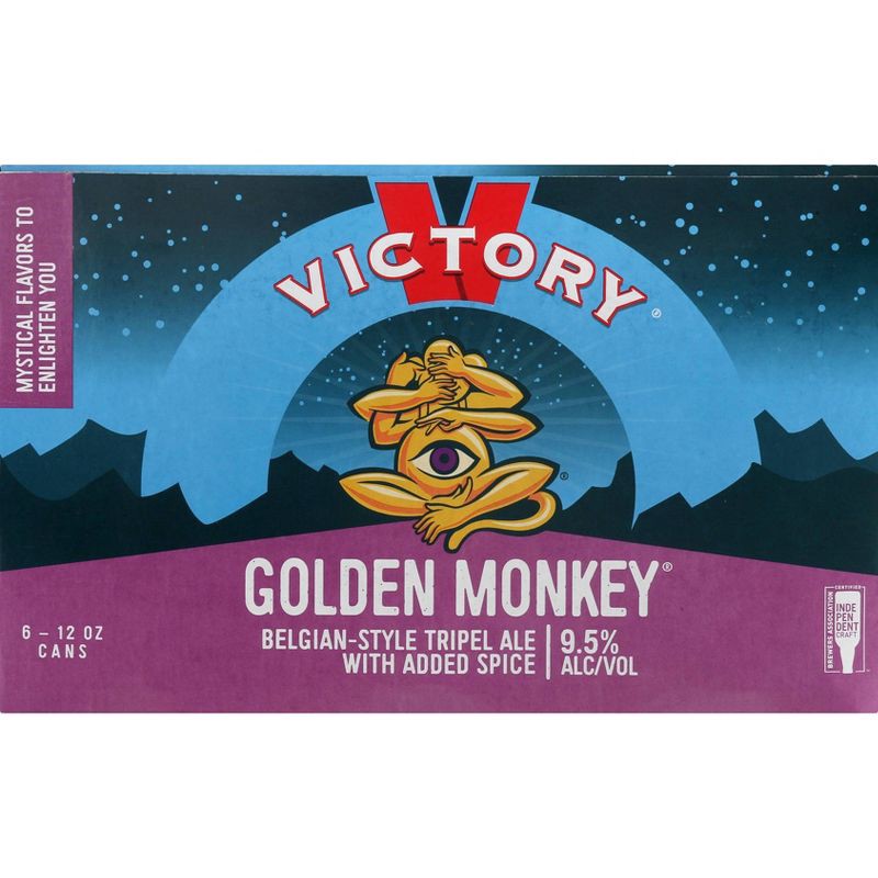 slide 5 of 5, Victory Brewing Company Victory Golden Monkey Belgian-Style Tripel Ale Beer - 6pk/12 fl oz Cans, 6 ct; 12 fl oz