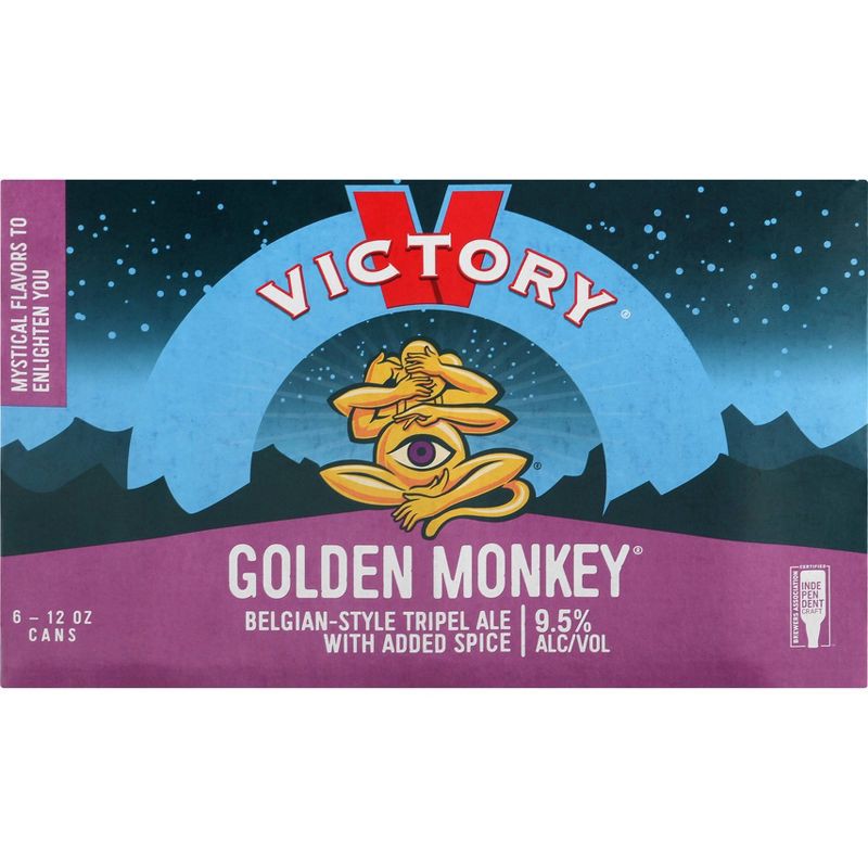 slide 1 of 5, Victory Brewing Company Victory Golden Monkey Belgian-Style Tripel Ale Beer - 6pk/12 fl oz Cans, 6 ct; 12 fl oz