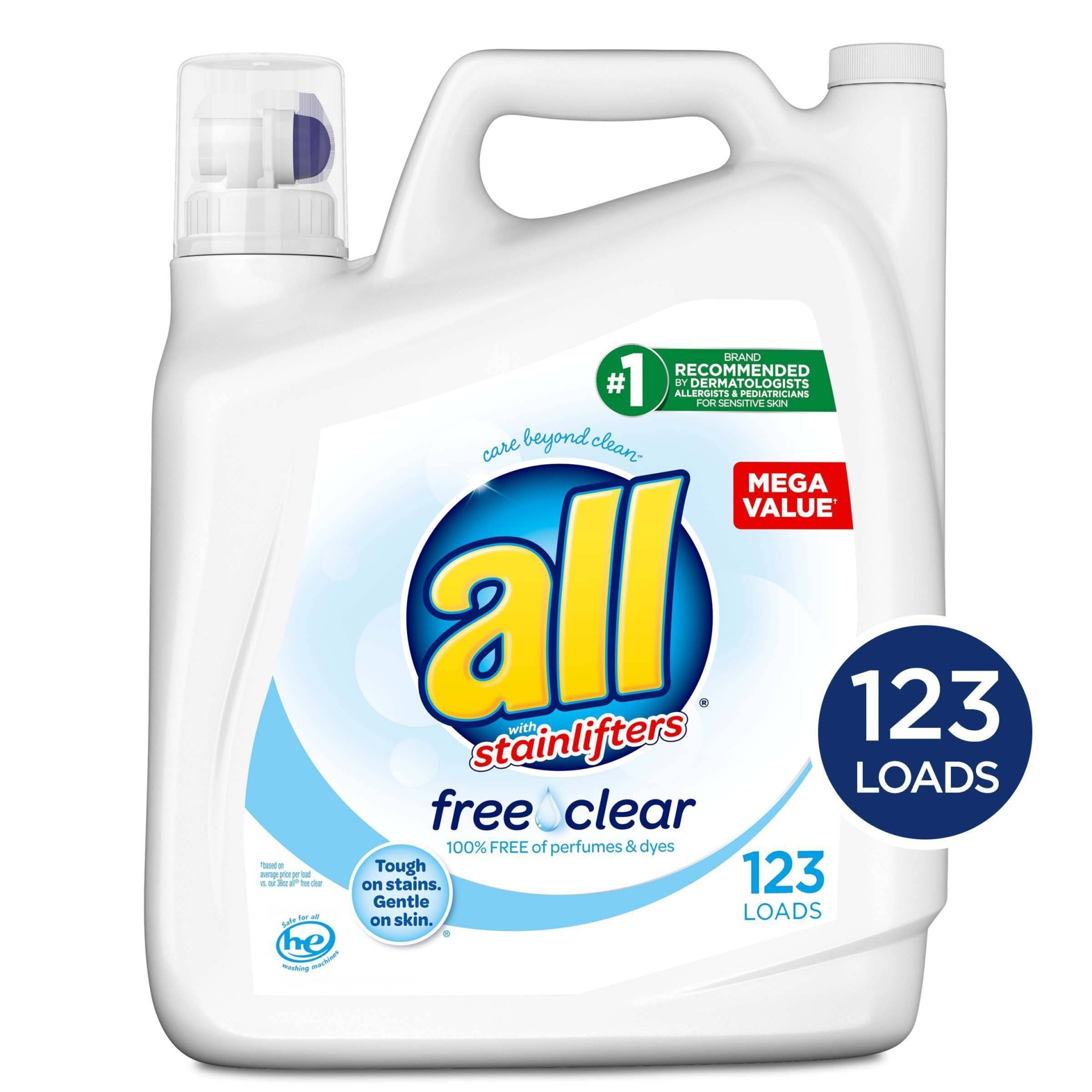 slide 1 of 6, all Liquid Laundry Detergent - Free Clear for Sensitive Skin - 184.5 fl oz, 184.5 fl oz