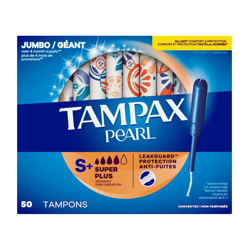 slide 14 of 14, Tampax Pearl Super Plus Absorbency Tampons - Unscented - 50ct, 50 ct