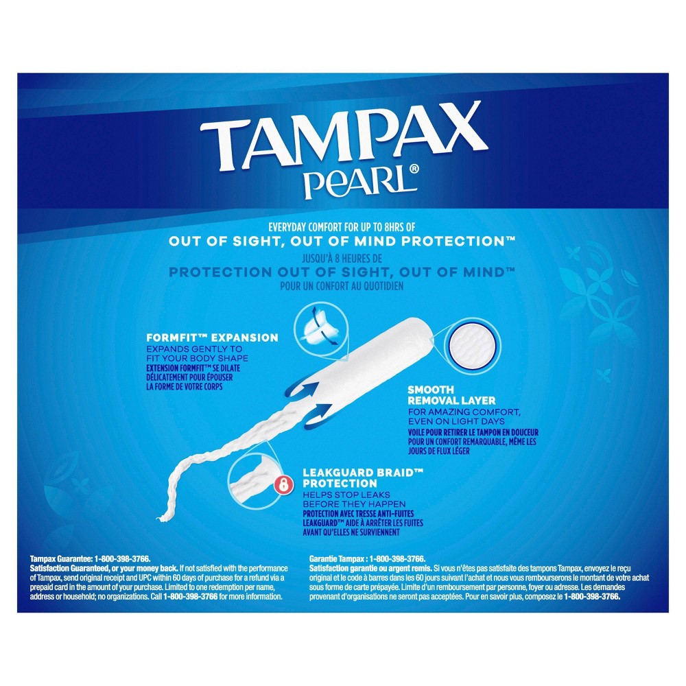 slide 8 of 9, Tampax Pearl Tampons with LeakGuard Braid - Super Plus - Unscented - 50ct, 50 ct