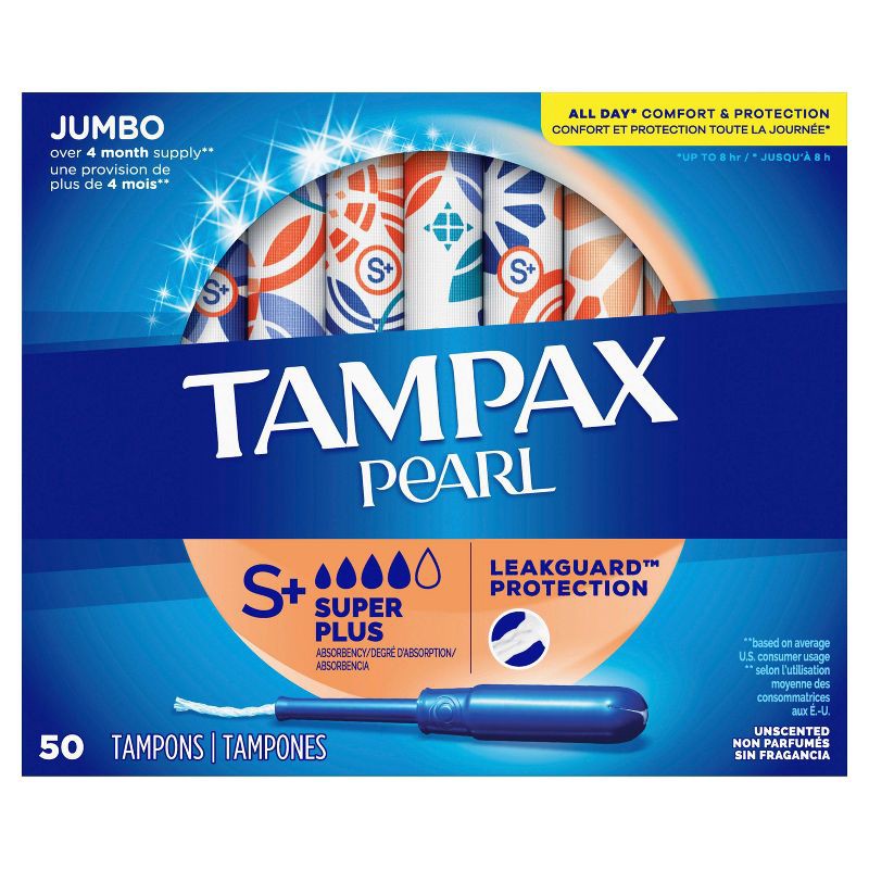 slide 3 of 10, Tampax Pearl Super Plus Absorbency Tampons - Unscented - 50ct, 50 ct