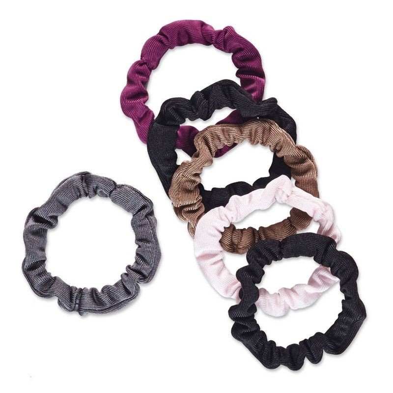 slide 4 of 5, scunci scünci No Damage Thin Knit Scrunchies - Assorted Colors - All Hair - 6pk, 6 ct