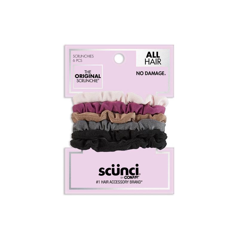 slide 1 of 5, scunci scünci No Damage Thin Knit Scrunchies - Assorted Colors - All Hair - 6pk, 6 ct