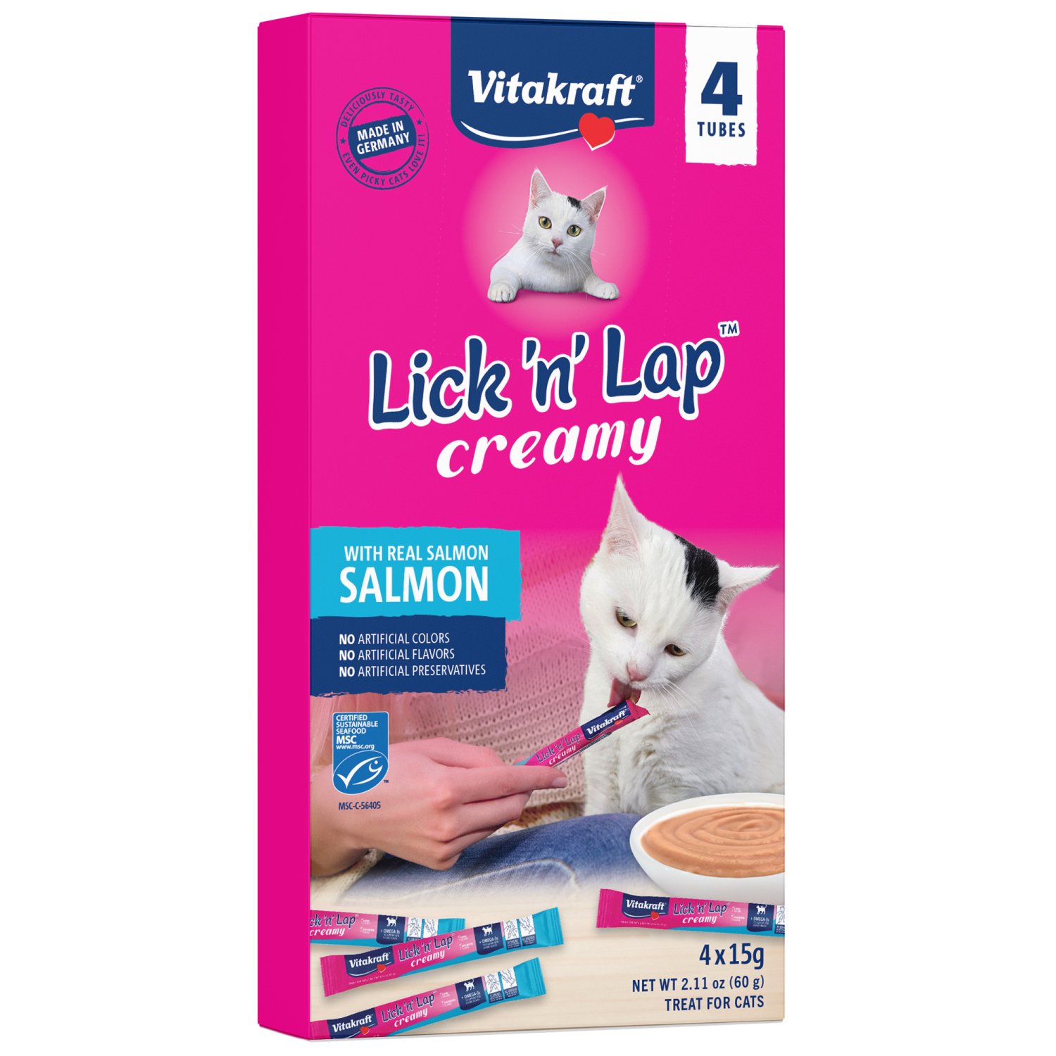 slide 1 of 2, Vitakraft Lick 'n' Lap Creamy Salmon Cat Treats, 4 ct, 4 ct