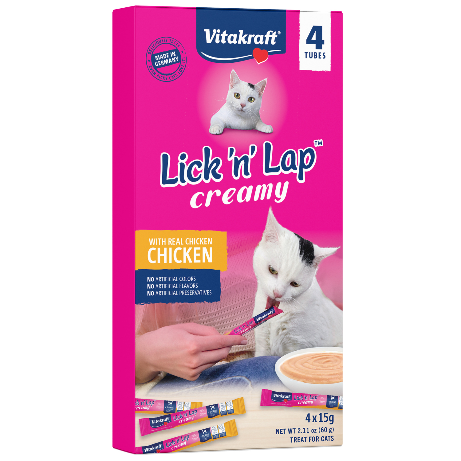 slide 4 of 4, Vitakraft Lick 'n' Lap Creamy Chicken Cat Treats, 4 ct, 4 ct