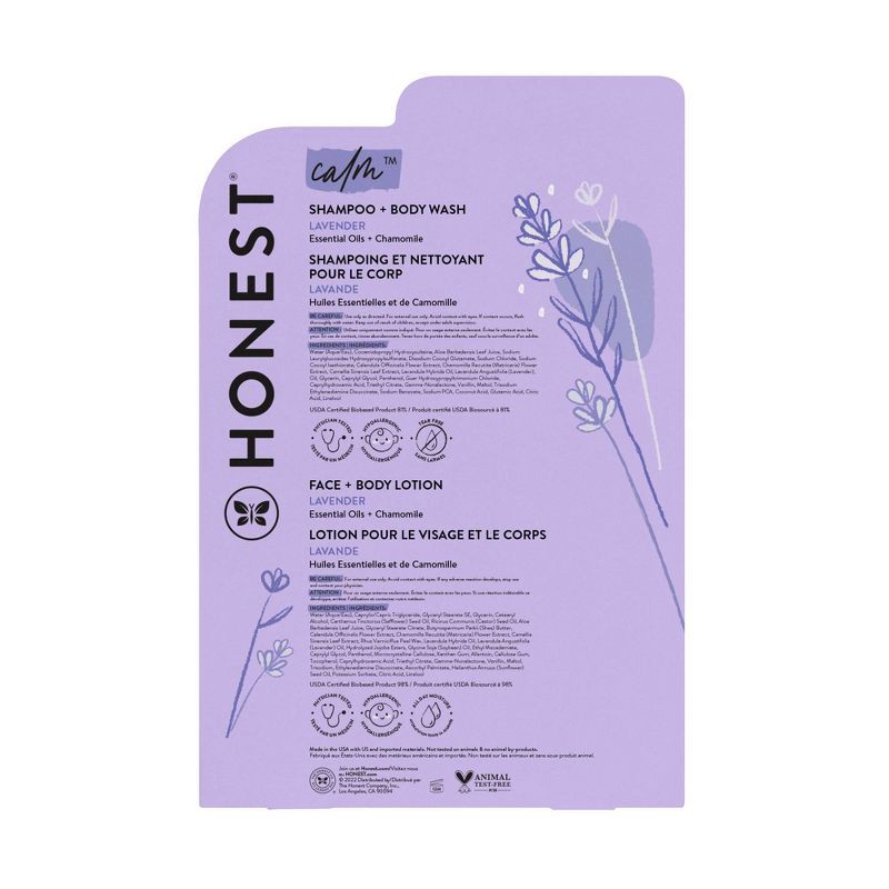 slide 3 of 4, The Honest Company Calm Shampoo + Body Wash and Lotion Duo - Lavender - 18.5 fl oz, 18.5 fl oz