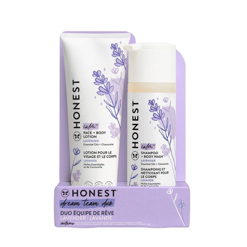 slide 1 of 4, The Honest Company Calm Shampoo + Body Wash and Lotion Duo - Lavender - 18.5 fl oz, 18.5 fl oz