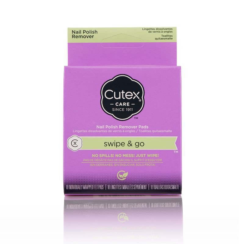 slide 1 of 8, Cutex Swipe and Go Nail Polish Remover Pads - 10ct, 10 ct