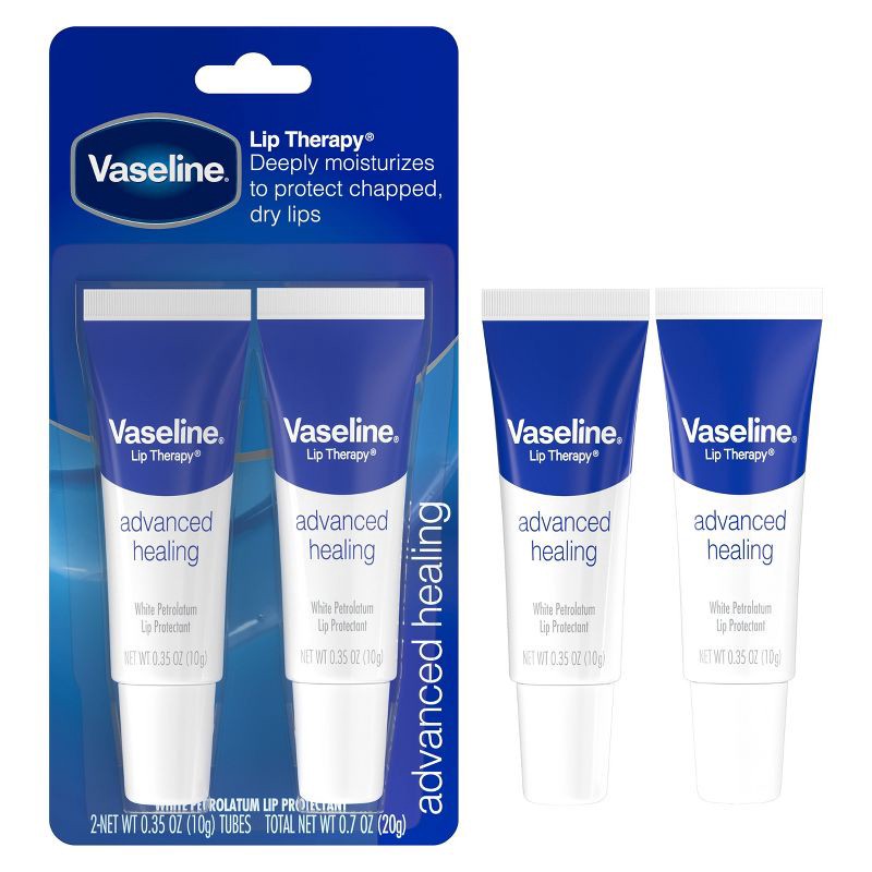 slide 2 of 9, Vaseline Lip Therapy Advanced Healing Fragrance free Moisturizer - 0.7oz/2ct, 2 ct; 0.7 oz