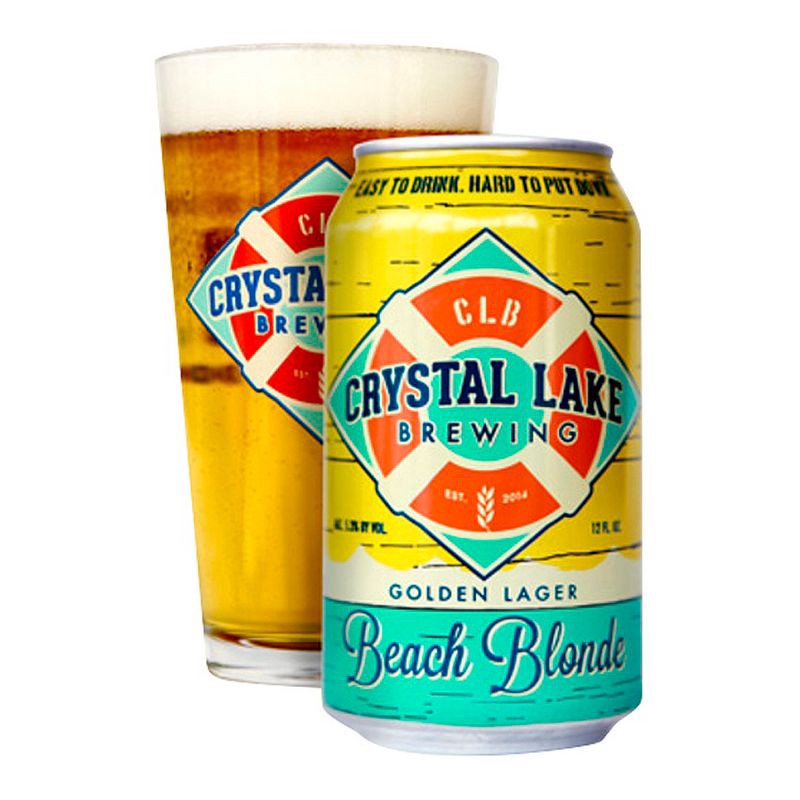 slide 1 of 1, Crystal Lake Brewing Crystal Lake Beach Blonde Golden Lager Beer - 6pk/12 fl oz Cans, 6 ct; 12 fl oz