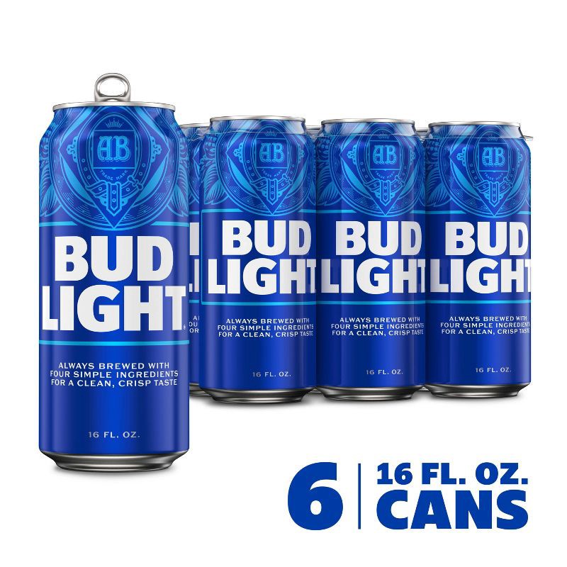 slide 2 of 10, Bud Light American Lager Beer - 6pk/16 fl oz Cans, 6 ct; 16 fl oz